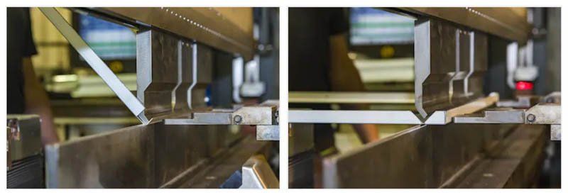 Detalle prensa plegadora fabricación doblado chapa de acero de Doorclosed